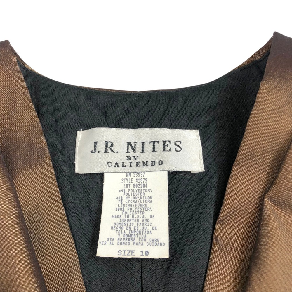 Vintage 90s JR Nites Bronze Metallic Beaded Formal Evening Top Size 10 Party Y2K - Picture 10 of 12